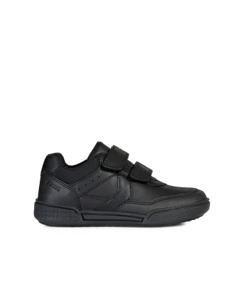 Pantofi sport cu velcro si garnituri de piele, Negru