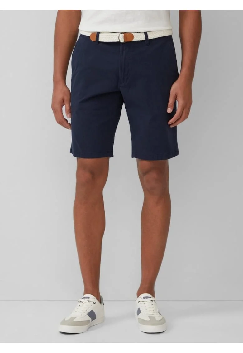 Pantaloni scurti barbati chino, Phoenix cu talie medie si croiala Regular fit, Bleumarin inchis
