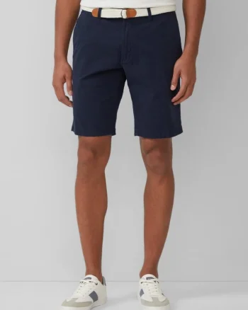 Pantaloni scurti barbati chino, Phoenix cu talie medie si croiala Regular fit, Bleumarin inchis