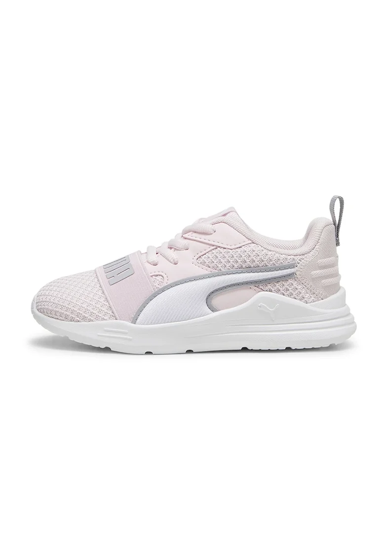 Pantofi sport din material textil cu logo contrastant Wired Run, Alb/Gri/Roz pastel