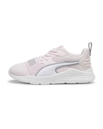 Pantofi sport din material textil cu logo contrastant Wired Run, Alb/Gri/Roz pastel