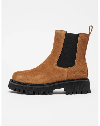 Ghete Chelsea din piele intoarsa Liorn, Caramel