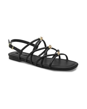 Sandale dama,  555513, Piele ecologica, Negru