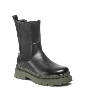 Cizme Chelsea dama,  Piele ecologica, Negru, Negru