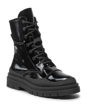 Ghete dama,  301548676, Piele naturala/Piele lacuita, Negru, Negru