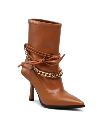 Botine dama,  Piele naturala, Maro