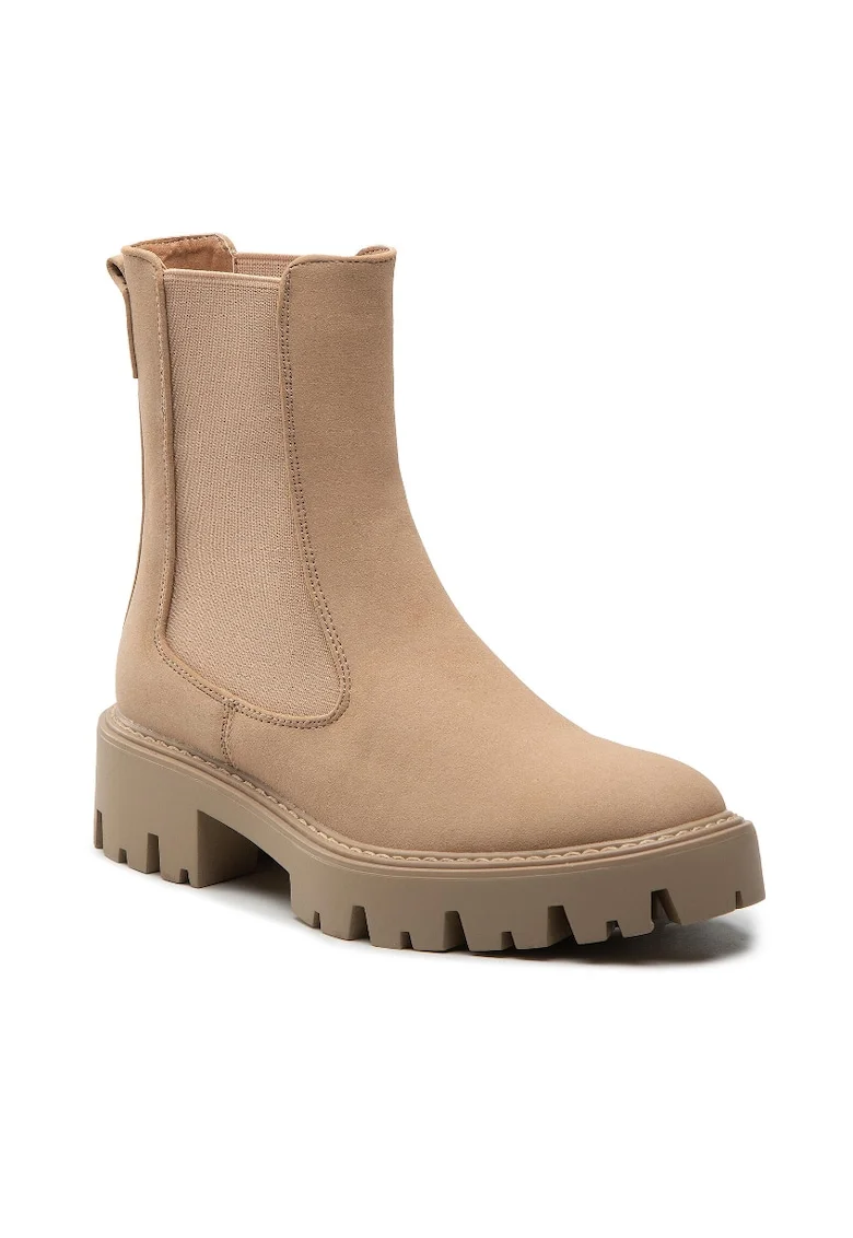 Cizme Chelsea dama,  Piele ecologica, Bej, Bej