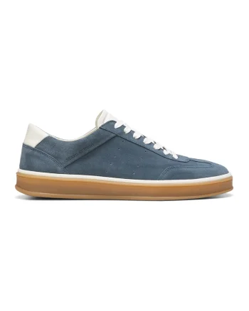 Pantofi sport de piele si piele intoarsa cu logo, Gri carbune