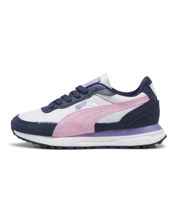 Pantofi sport cu model colorblock si garnituri din piele Road Rider BTS, Alb/Roz/Bleumarin