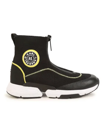 Pantofi sport inalti cu fermoar, Negru/Galben