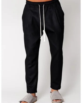Pantaloni lung din IN regular cu snur Black 17228, Negru