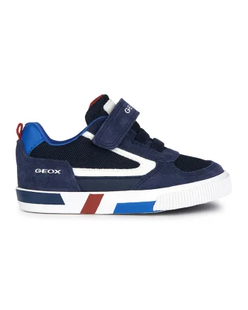 Pantofi sport cu velcro si garnituri de piele intoarsa, Rosu/Alb/Bleumarin