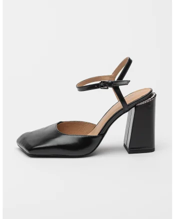 Pantofi de piele cu toc masiv Allure, Negru