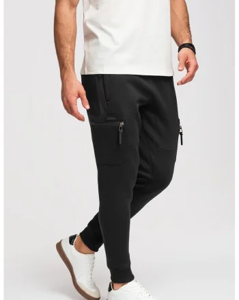 Pantaloni de trening cu croiala slim-fit si snur in talie, Negru