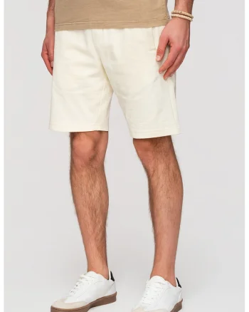 Pantaloni scurti din bumbac cu snur, Crem