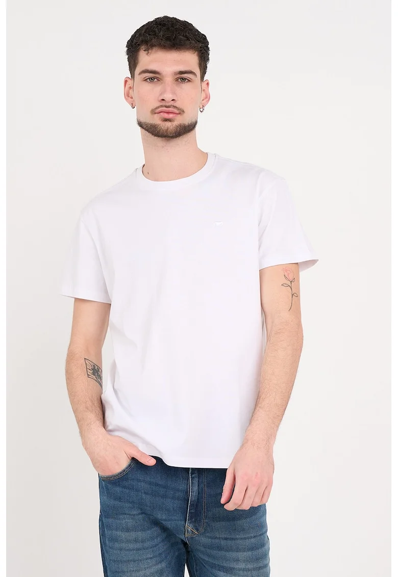 Tricou cu decolteu la baza gatului, Alb