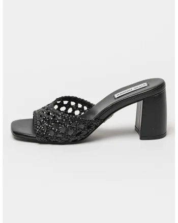 Papuci cu toc de piele ecologica Lovesick, Negru