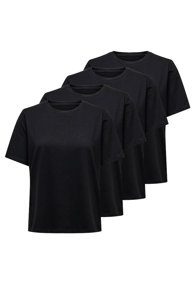 Set de tricouri regular fit din bumbac - 4 piese, Negru