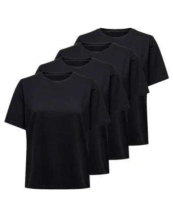 Set de tricouri regular fit din bumbac - 4 piese, Negru