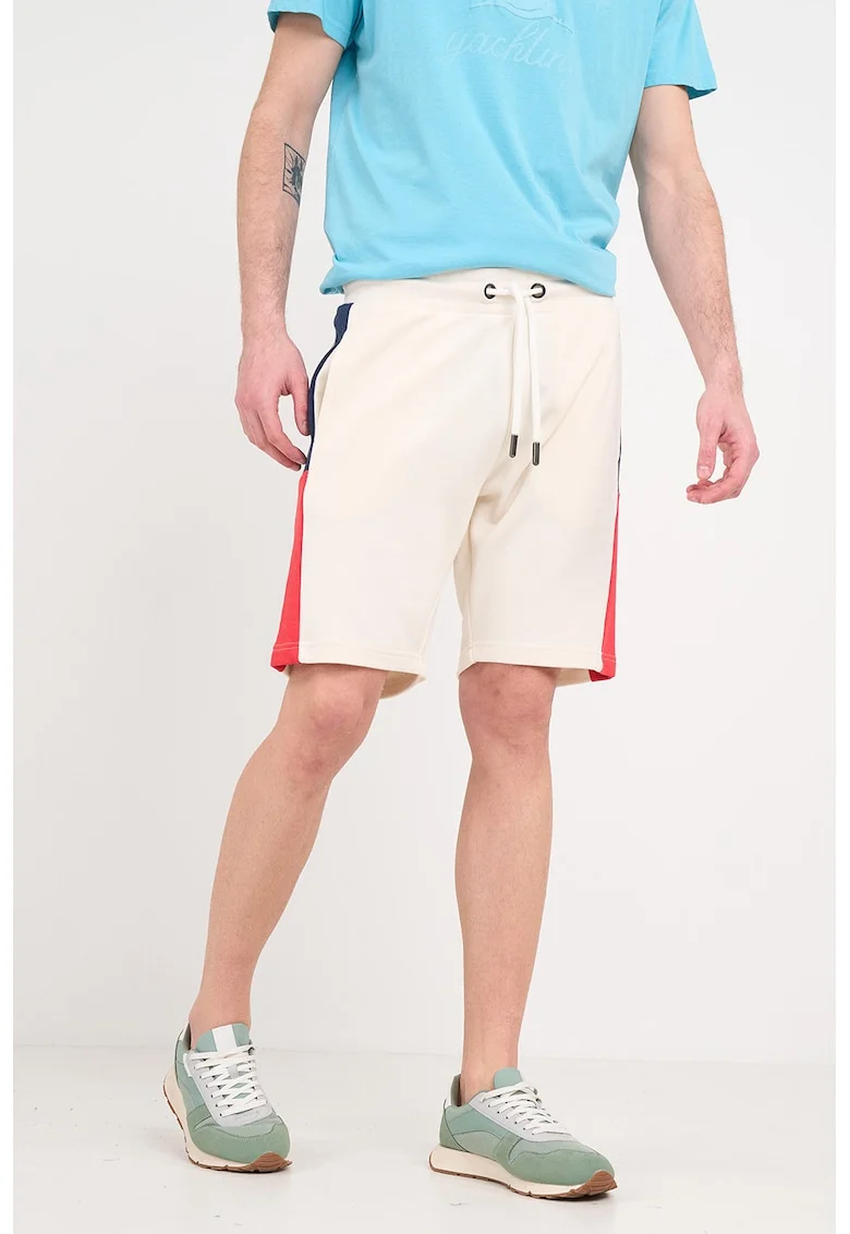Pantaloni scurti din amestec de bumbac cu logo, Alb murdar