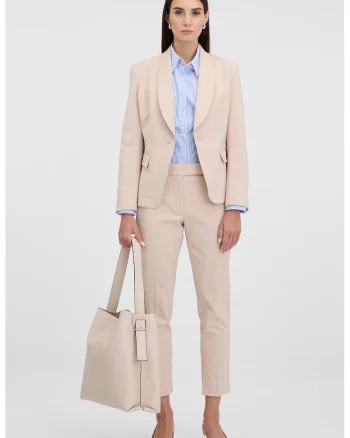 Pantaloni chino crop cu model uni, Piersica