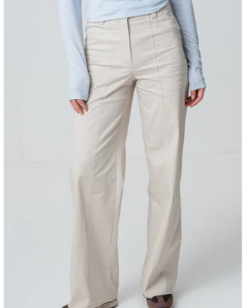 Pantaloni cu talie inalta, Bej
