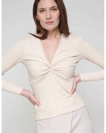 Bluza cu detaliu rasucit, Bej sampanie