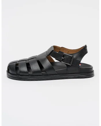 Sandale fisherman din piele, Negru