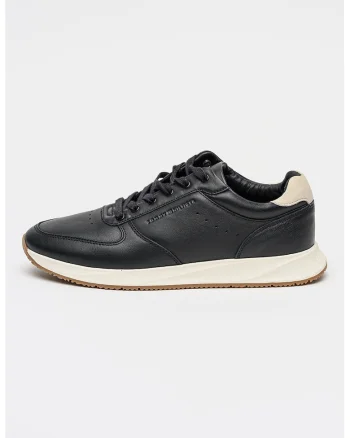 Pantofi sport low-cut din piele, Negru/Alb murdar