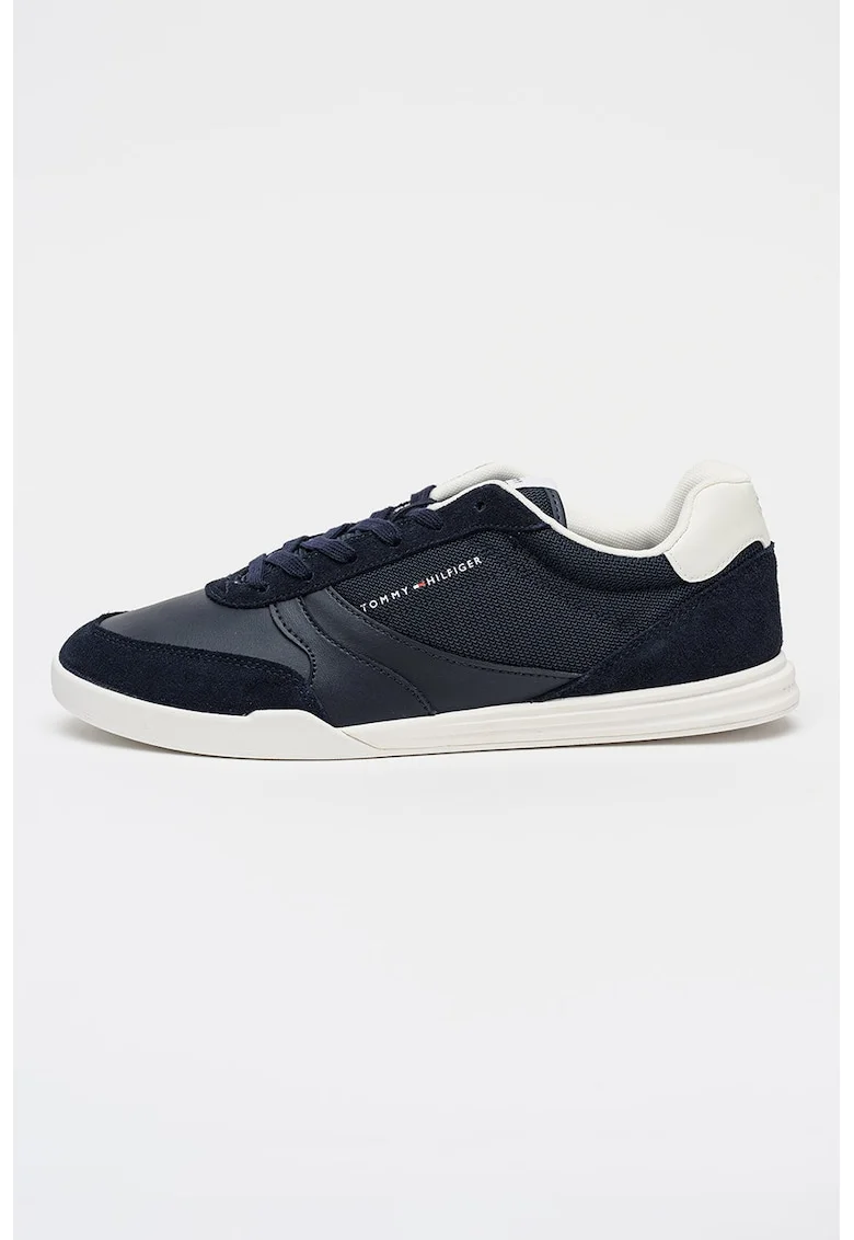 Pantofi sport low-cut cu segmente de piele intoarsa, Albastru inchis/Bleumarin