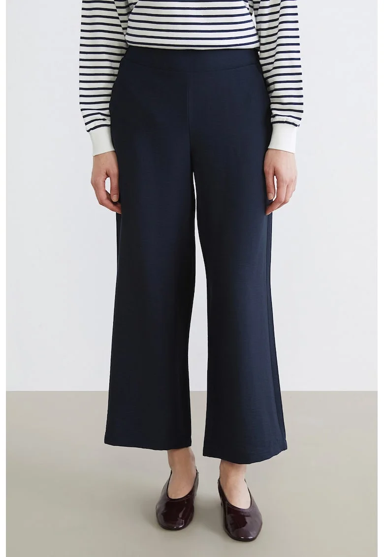 Pantaloni cu croiala ampla si talie elastica, Bleumarin