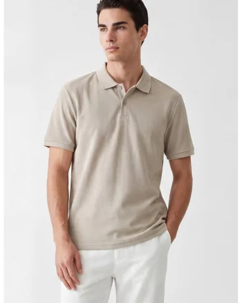 Tricou polo cu model uni, Grej
