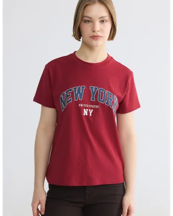 Tricou regular-fit cu imprimeu, Rosu inchis/Albastru