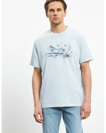 Tricou cu imprimeu grafic, Albastru deschis