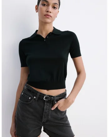 Pantaloni scurti din denim cu talie medie, Gri antracit