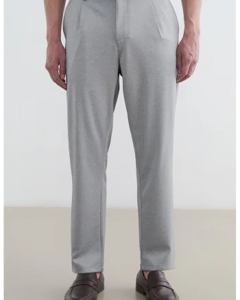 Pantaloni chino cu model uni, Gri deschis