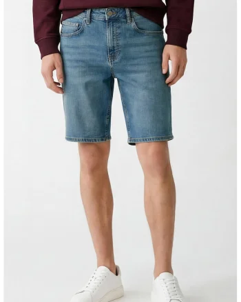 Blugi scurti cu model uni, Albastru