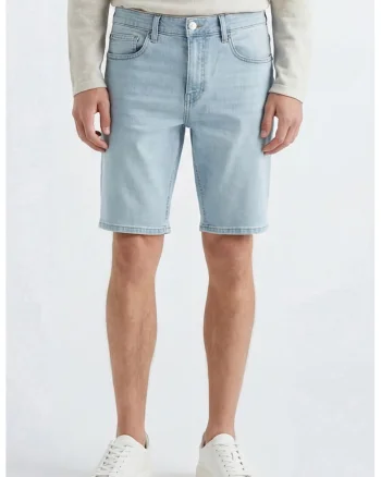 Pantaloni scurti din denim cu aspect decolorat, Albastru deschis