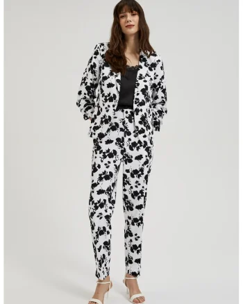 Pantaloni eleganti cu dungi alb-negru, Alb