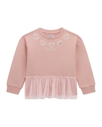 Bluza de trening cu garnitura cu tul, Roz prafuit
