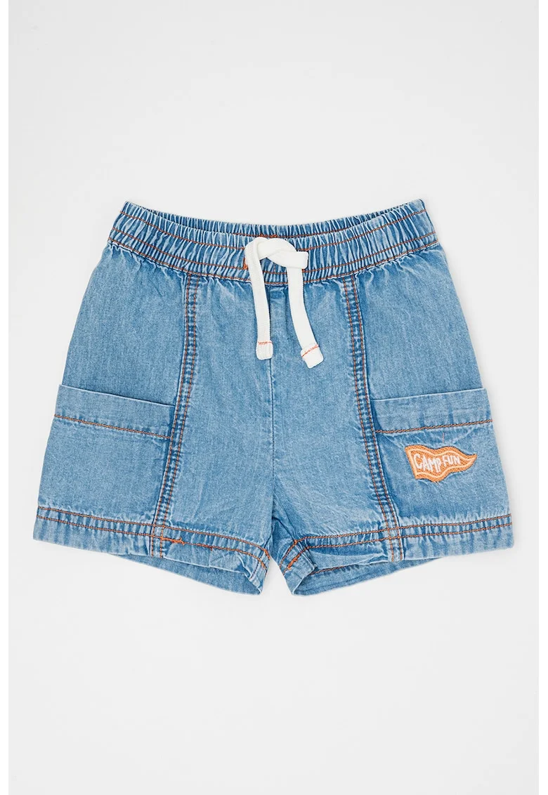 Pantaloni scurti de denim cu buzunare laterale, Albastru deschis