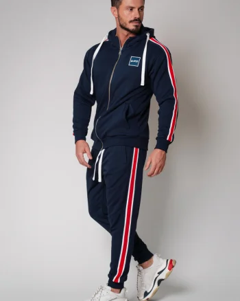 Set Cool Rock hanorac cu fermoar si pantalon conic New Navy