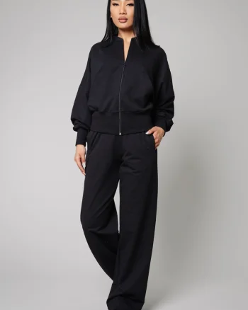 Set Volla bluza cu fermoar si pantalon lung Black