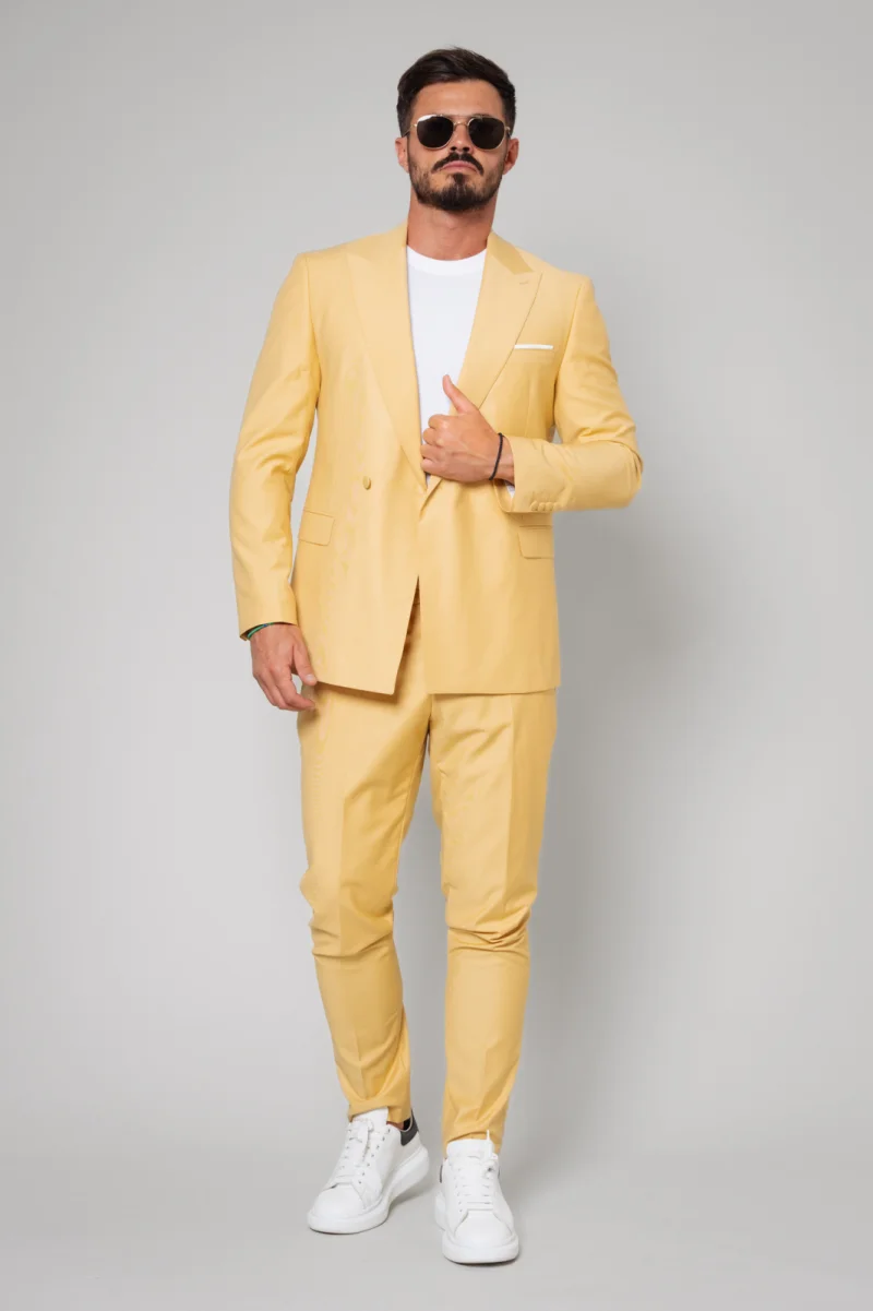 Costum sacou si pantalon lung Light Yellow