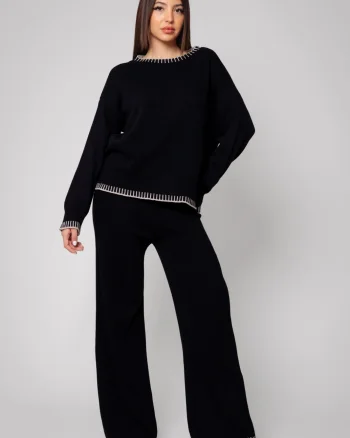 Set Talline din mix de lana si casmir Black