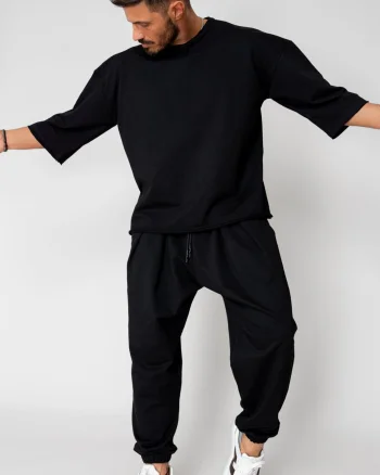Set Flex Tricou Oversized si pantalon Baggy Black
