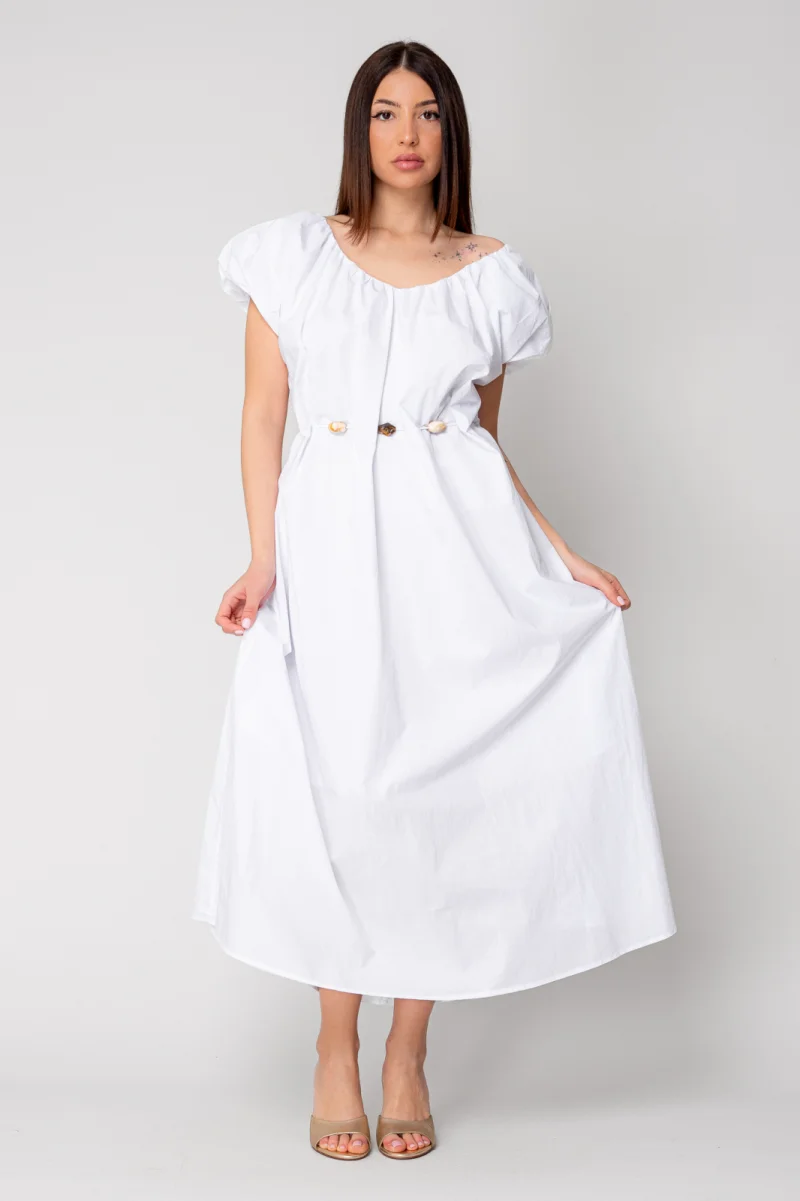 Rochie lunga cordon cu detalii ornamentale White