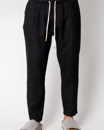 Pantaloni lung din 100% IN cu snur Black I