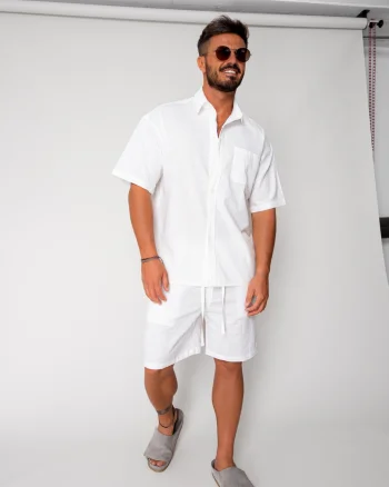 Set Vento camasa si pantalon scurt White