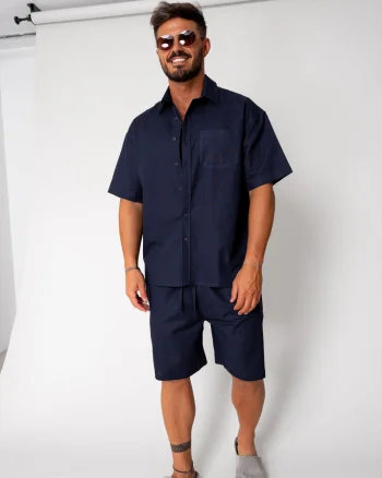 Set Vento camasa si pantalon scurt Navy